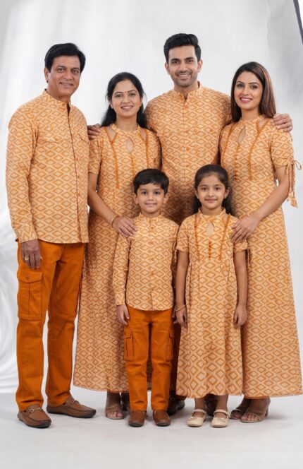 Pumpkin Spice Set - Maxi Dress & Mandarin Shirts with Cargo-Style