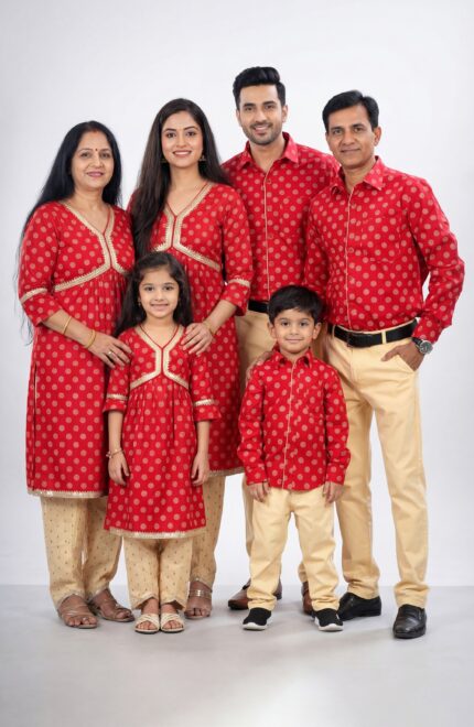 Savvy Red Kurti & Shirt - Effortless Family Style